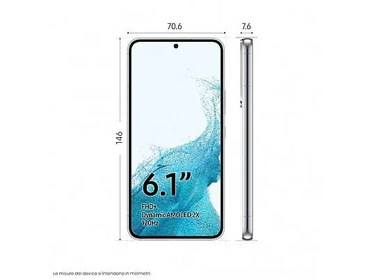Samsung Galaxy S22 White measure.webp