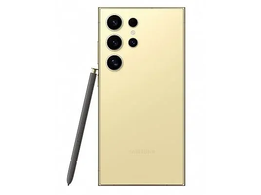 Samsung Galaxy S24 Ultra Titanium Yellow back pen 2.webp