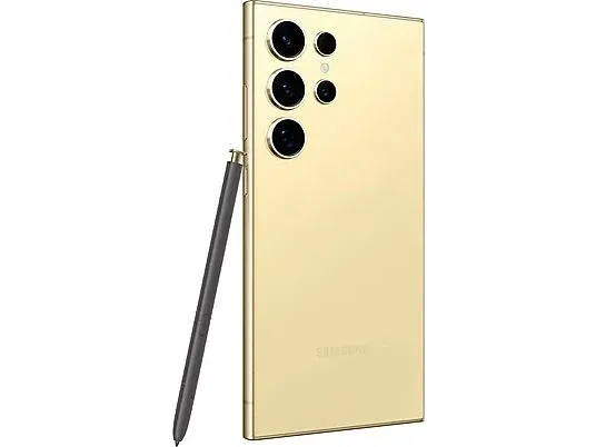 Samsung Galaxy S24 Ultra Titanium Yellow back pen.webp