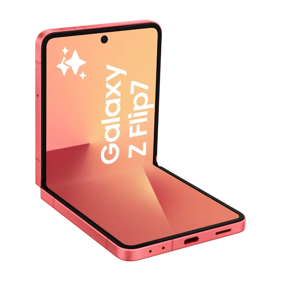 Samsung Galaxy Z Flip 7 Coral Red open front.webp