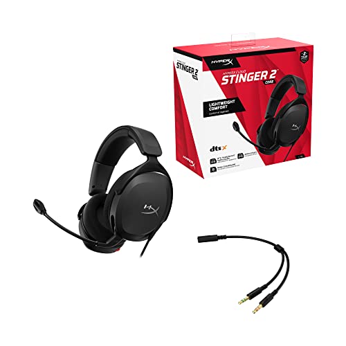 HYPERX Cloud Stinger 2 Core Lightweight PC Gaming Headphones with Rotating Microphone to Mute with Sound DTS Headphone:X Spatial Audio 40mm Drivers B