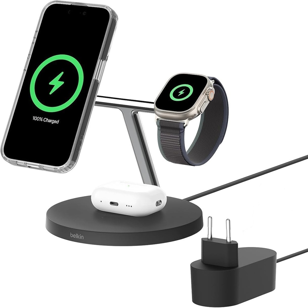 Belkin 3-i-1 Qi2 15W Ladestativ